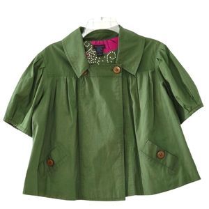 PERSAMAN NEW YORK Green Cropped Swing Jacket
